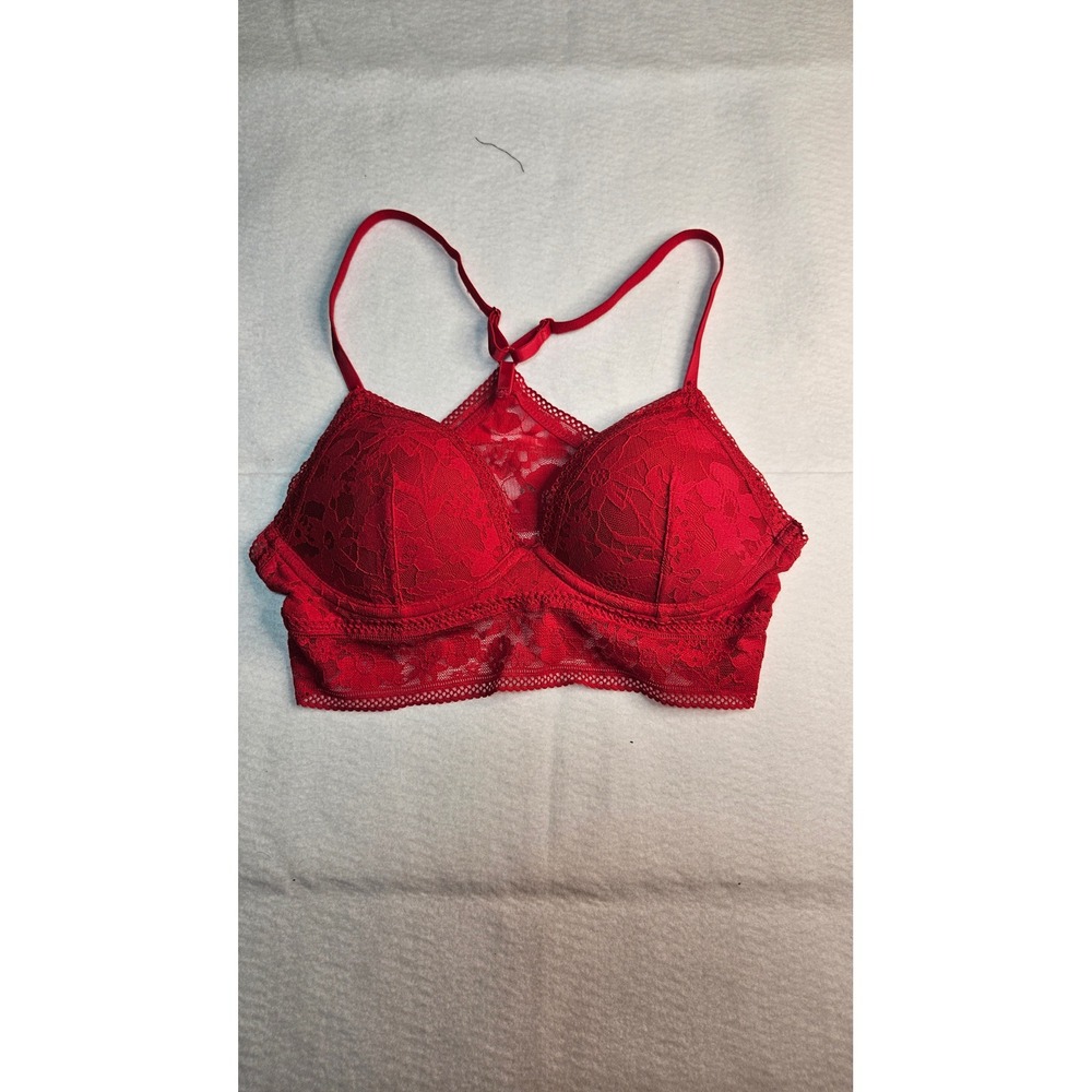 Victoria's Secret Red Floral Lace Longline Bralette Racerback Size M NEW